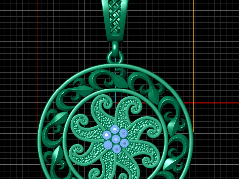 Sapphire Celtic Mandala Pendant 3D Printable Jewelry Model 3D Print Model