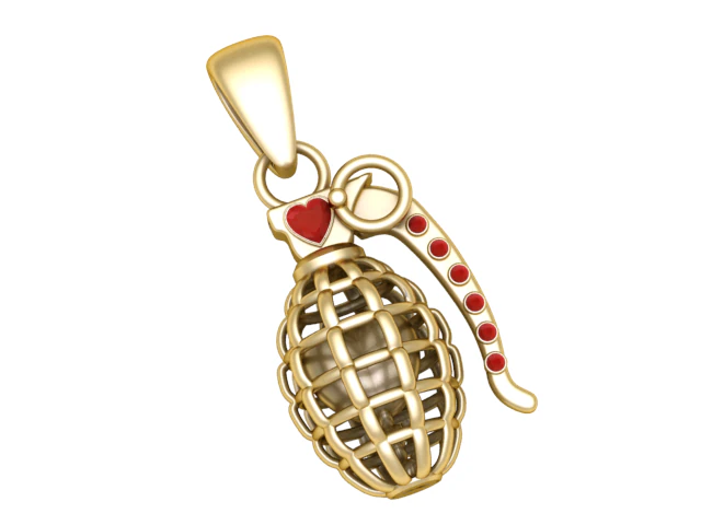 Heart Grenade Pendant 3D Printable Jewelry Model 3D Print Model .c4d .max .obj .3ds .fbx .stl .blend 