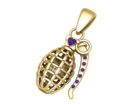Heart Grenade Pendant 3D Printable Jewelry Model 3D Print Model