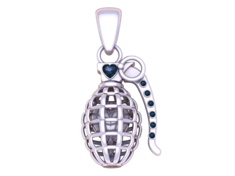 Heart Grenade Pendant 3D Printable Jewelry Model 3D Print Model
