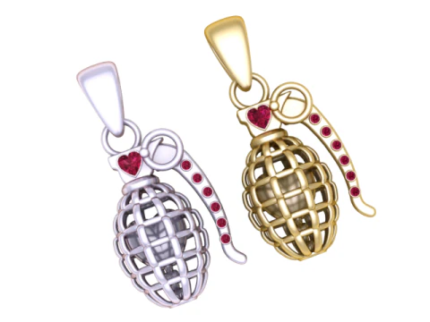Heart Grenade Pendant 3D Printable Jewelry Model 3D Print Model