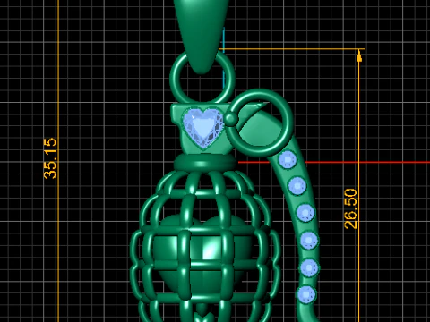 Heart Grenade Pendant 3D Printable Jewelry Model 3D Print Model