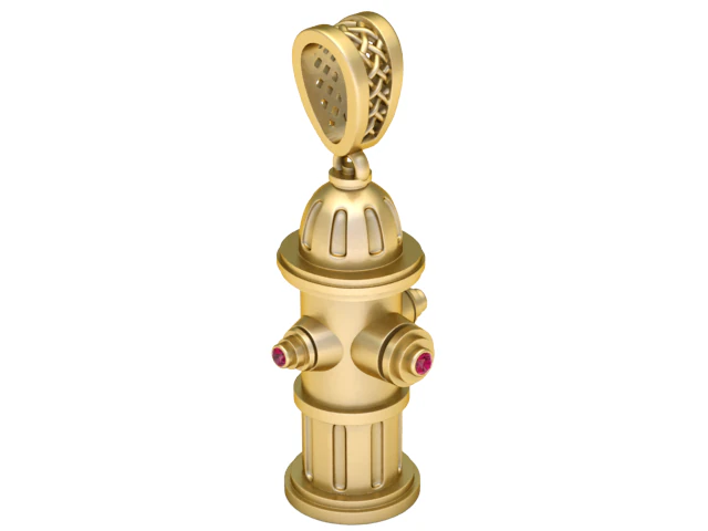 Ruby Fire Hydrant Pendant 3D Printable Jewelry Model 3D Print Model .c4d .max .obj .3ds .fbx .stl .blend 