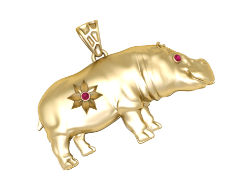 Colgante Ruby Hippo Spirit Modelo de joyería imprimible en 3D Modelo de impresión 3D