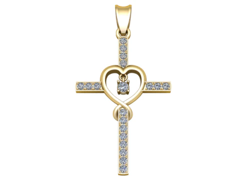 हार्ट क्रॉस डायमंड पेंडेंट 3डी प्रिंट करने योग्य आभूषण मॉडल 3D प्रिंट मॉडल