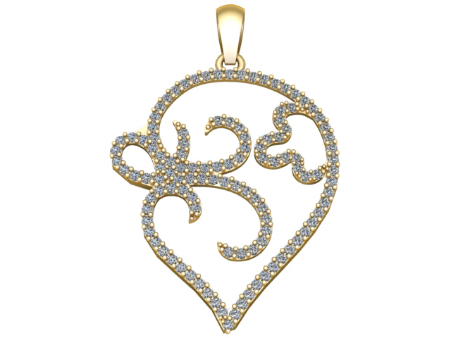 Elegant Floral Diamond Filigree Pendant 3D Printable Jewelry Model 3D Print Model .c4d .max .obj .3ds .fbx .stl .blend 