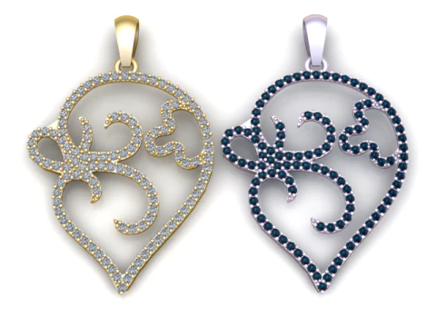 Elegant Floral Diamond Filigree Pendant 3D Printable Jewelry Model 3D Print Model