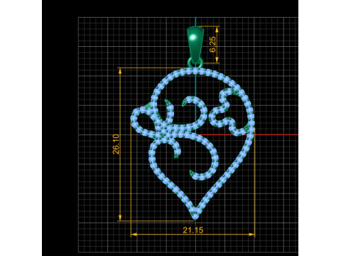 Elegant Floral Diamond Filigree Pendant 3D Printable Jewelry Model 3D Print Model