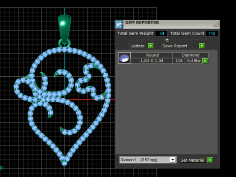 Elegant Floral Diamond Filigree Pendant 3D Printable Jewelry Model 3D Print Model