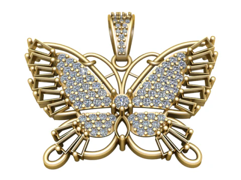Розкішна модель ювелірного виробу для 3D-друку з діамантовою підвіскою «Метелик». 3D Принт Модель