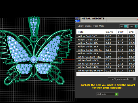 Modello di gioielleria stampabile in 3D con ciondolo a forma di farfalla di lusso con diamanti Modello di stampa 3D