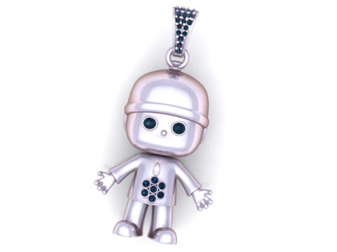 Cute Boy Character Pendant with Diamond Accents 3D Printable Jewelry Model 3D Print Model