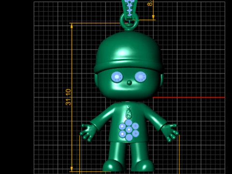 Cute Boy Character Pendant with Diamond Accents 3D Printable Jewelry Model 3D Print Model