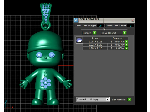 Cute Boy Character Pendant with Diamond Accents 3D Printable Jewelry Model 3D Print Model