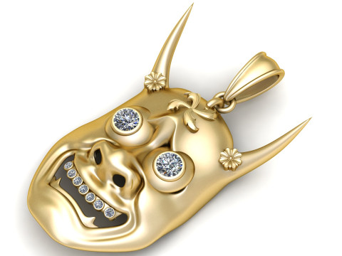 Horned Skull Mask Pendant 3D Printable Model 3D Print Model