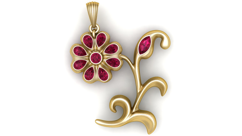 Blumen-Rubinbl&uuml;ten-Anh&auml;nger, 3D-druckbares Modell 3D Druckmodell .c4d .max .obj .3ds .fbx .stl .blend 