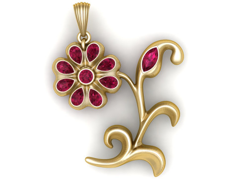 Blumen-Rubinbl&uuml;ten-Anh&auml;nger, 3D-druckbares Modell 3D Druckmodell