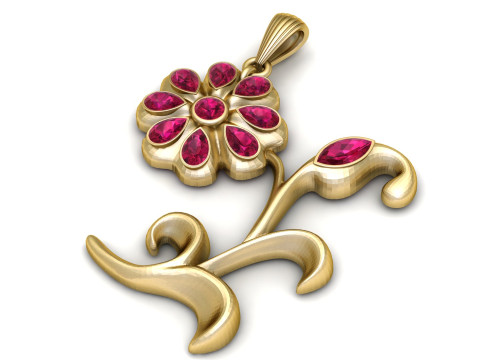 Blumen-Rubinbl&uuml;ten-Anh&auml;nger, 3D-druckbares Modell 3D Druckmodell