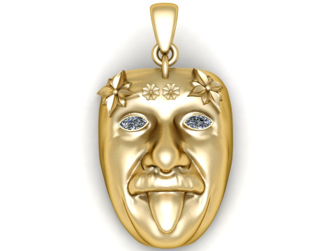 Klasik Tiyatro Maskesi Kolye 3D Yazdırılabilir Model 3D Baskı Modeli