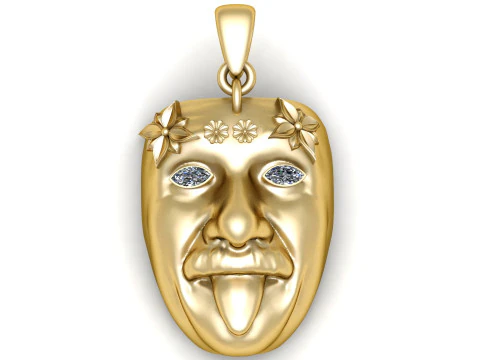 Modelo cl&aacute;ssico para impress&atilde;o em 3D com pingente de m&aacute;scara de teatro Modelo de Impressão 3D