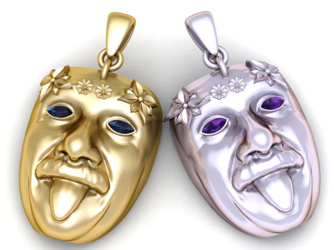 Classic Theater Mask Pendant 3D Printable Model 3D Print Model