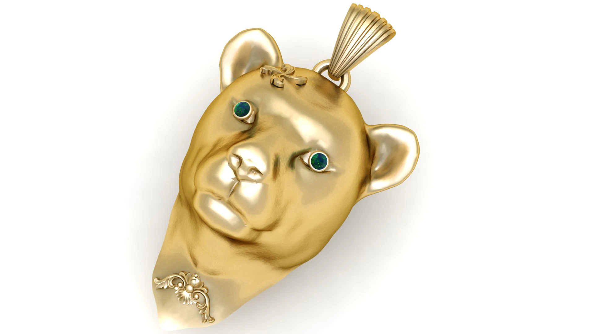 Golden Cub Head Pendant 3D Printable Model 3D Print Model .c4d .max .obj .3ds .fbx .stl .blend 