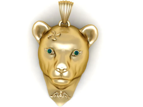 Golden Cub Head Pendant 3D Printable Model 3D Print Model