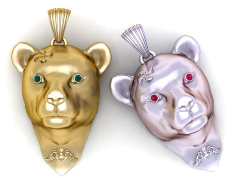 Golden Cub Head Pendant 3D Printable Model 3D Print Model