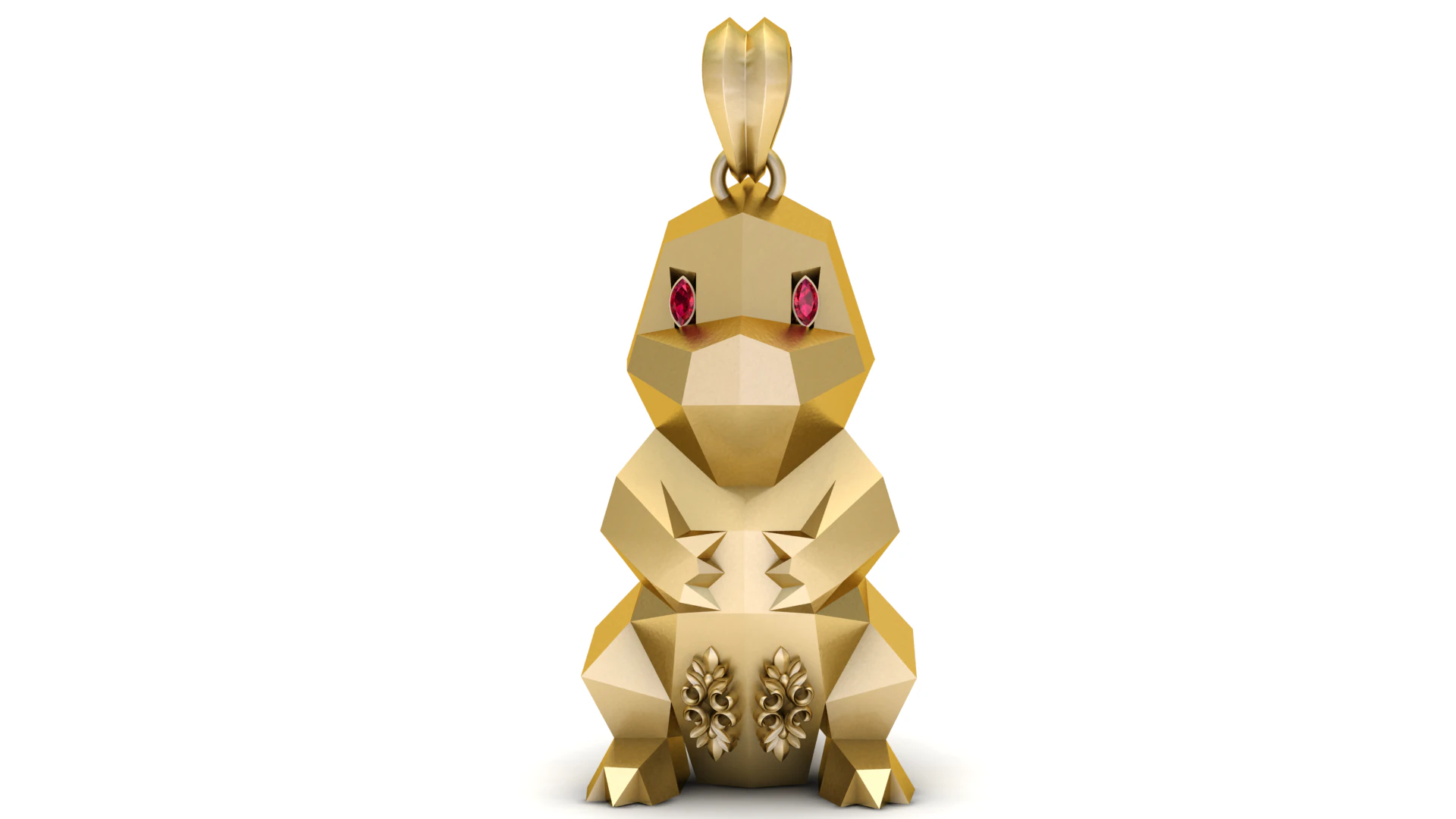 Golden Geometric Bunny Luxury 3D Printable Pendant Model 3D Print Model .c4d .max .obj .3ds .fbx .stl .blend 