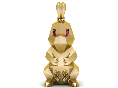 Golden Geometric Bunny Luxury 3D Printable Pendant Model 3D Print Model