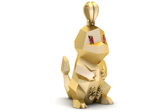 Golden Geometric Bunny Luxury 3D Printable Pendant Model 3D Print Model