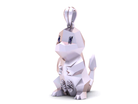 Golden Geometric Bunny Luxury 3D Printable Pendant Model 3D Print Model
