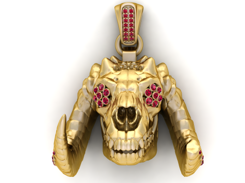 Infernal Ram Skull Luxury 3D Printable Pendant Model 3D Print Model