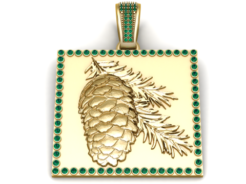 Emerald Pine Cone Emblem Luxury 3D Printable Pendant Model 3D Print Model