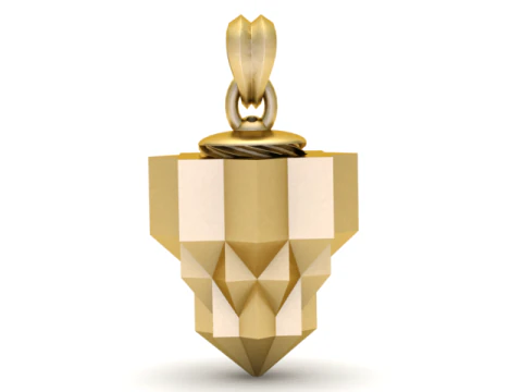 Gouden gefacetteerde prismadruppel luxe 3D-afdrukbaar hangermodel 3D printmodel