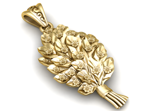 Golden Blossom Bouquet Luxuri&ouml;ses 3D-druckbares Anh&auml;ngermodell 3D Druckmodell