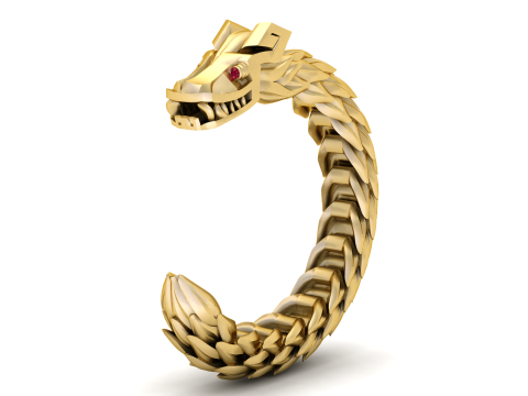 Goldene Schlangenmanschette, luxuriöses 3D-druckbares Armbandmodell 3D Druckmodell