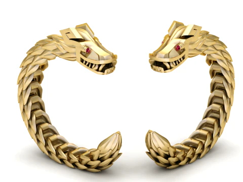 Golden Serpent Cuff Luxury 3D Printable Bracelet Model 3D Print Model