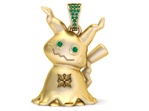 Modelo de pingente imprim&iacute;vel em 3D de luxo Golden Spirit Mimikyu Modelo de Impressão 3D
