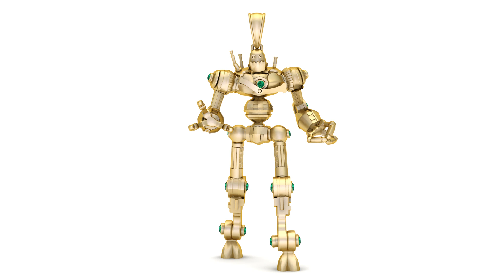 Golden Mech Guardian Luxury 3D Printable Pendant Model 3D Print Model .c4d .max .obj .3ds .fbx .stl .blend 
