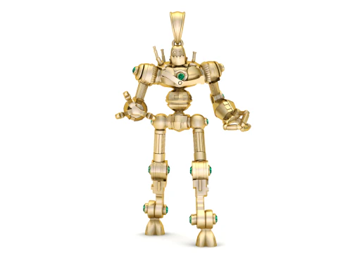 Modelo de pingente imprim&iacute;vel em 3D de luxo Golden Mech Guardian Luxury Modelo de Impressão 3D