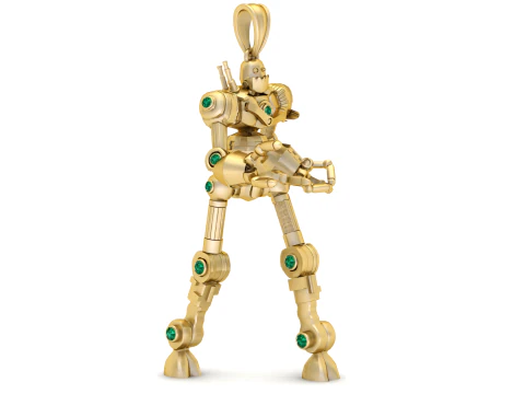 Golden Mech Guardian Luxury 3D Printable Pendant Model 3D Print Model