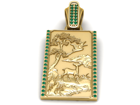Emerald Forest Harmony Plaque Luxury 3D Printable Pendant Model 3D Print Model