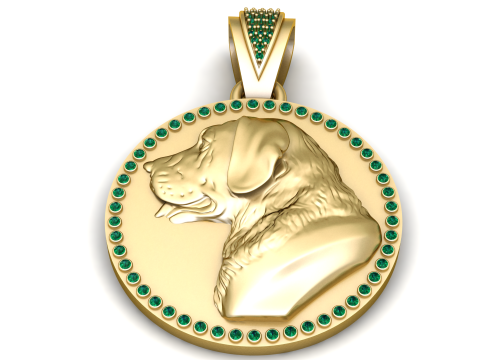 Emerald Labrador Portrait Medallion Luxury 3D Printable Pendant Model 3D Print Model
