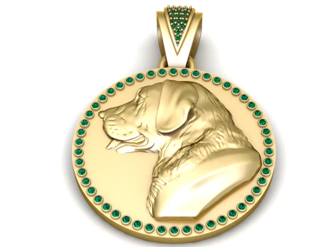 Medali Potret Labrador Zamrud Model Liontin Cetak 3D Mewah Model Cetak 3D