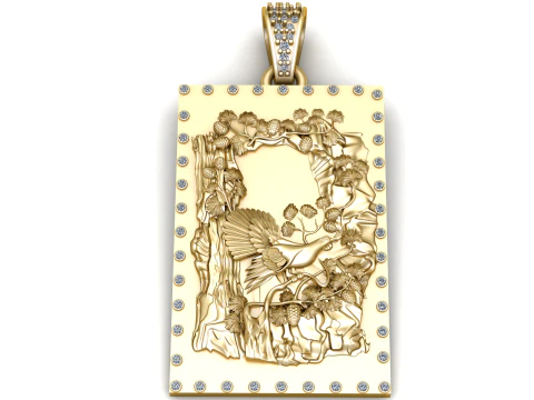 Modello pendente stampabile in 3D di lusso con placca di ghirlanda di ametista nel bosco Modello di stampa 3D