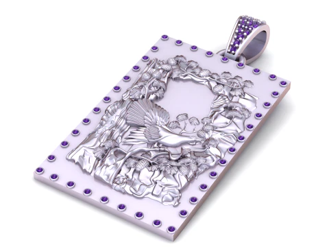Amethyst Woodland Wreath Plaque Luxury 3D Printable Pendant Model 3D Print Model