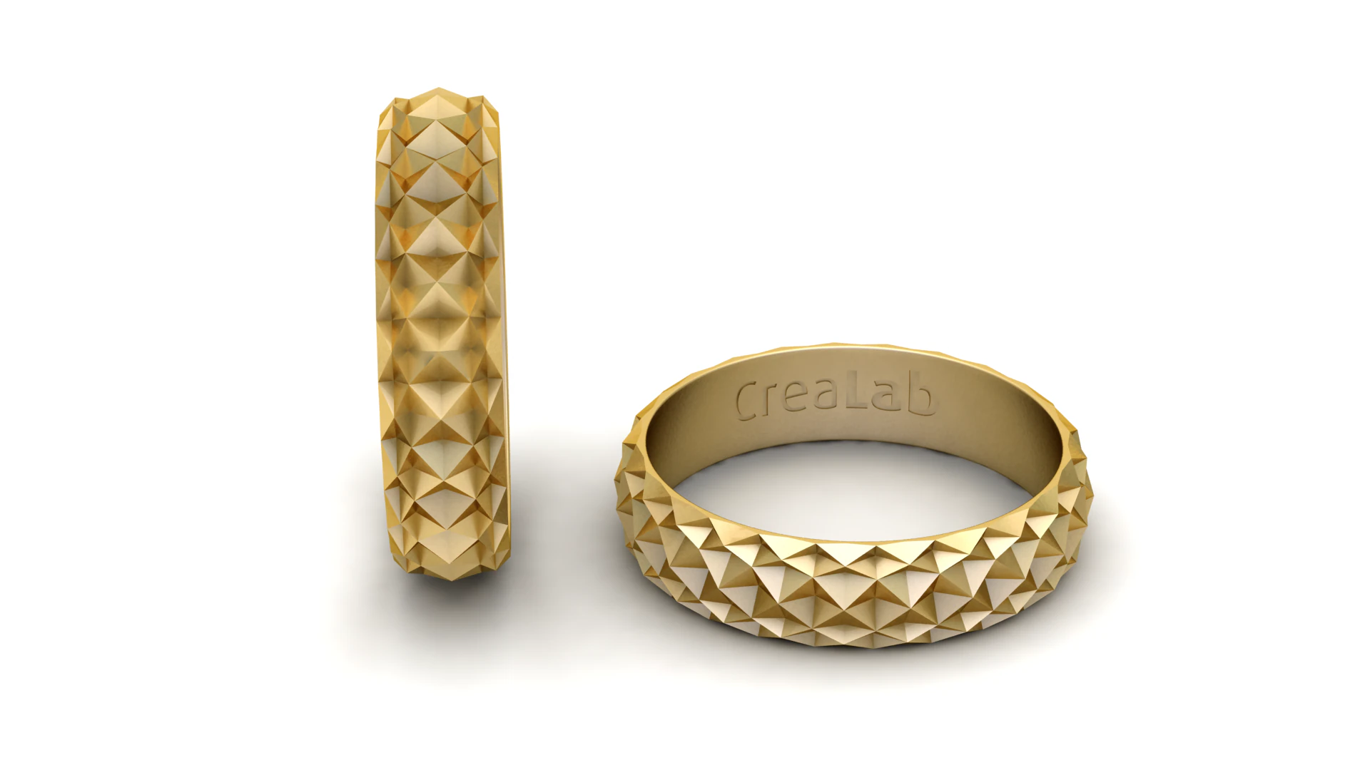 Golden Faceted Geometry Band Luxury 3D Printable Ring 3D Print Model .c4d .max .obj .3ds .fbx .stl .blend 