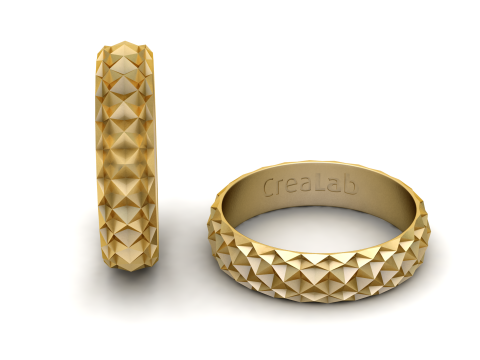 Golden Faceted Geometry Band Luxury 3D Printable Ring 3D Print Model