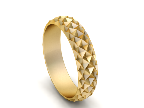 गोल्डन फेसेटेड ज्योमेट्री बैंड लक्ज़री 3डी प्रिंट करने योग्य अंगूठी 3D प्रिंट मॉडल